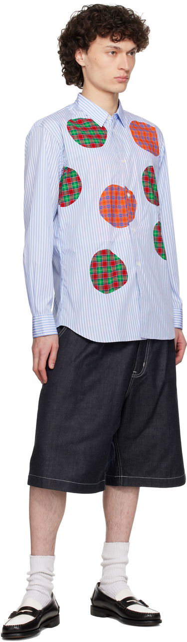 Риза Comme des Garçons Comme des Garçons Stripe Poplin & Check Shirt Синьо | FO-B013-S25, 3