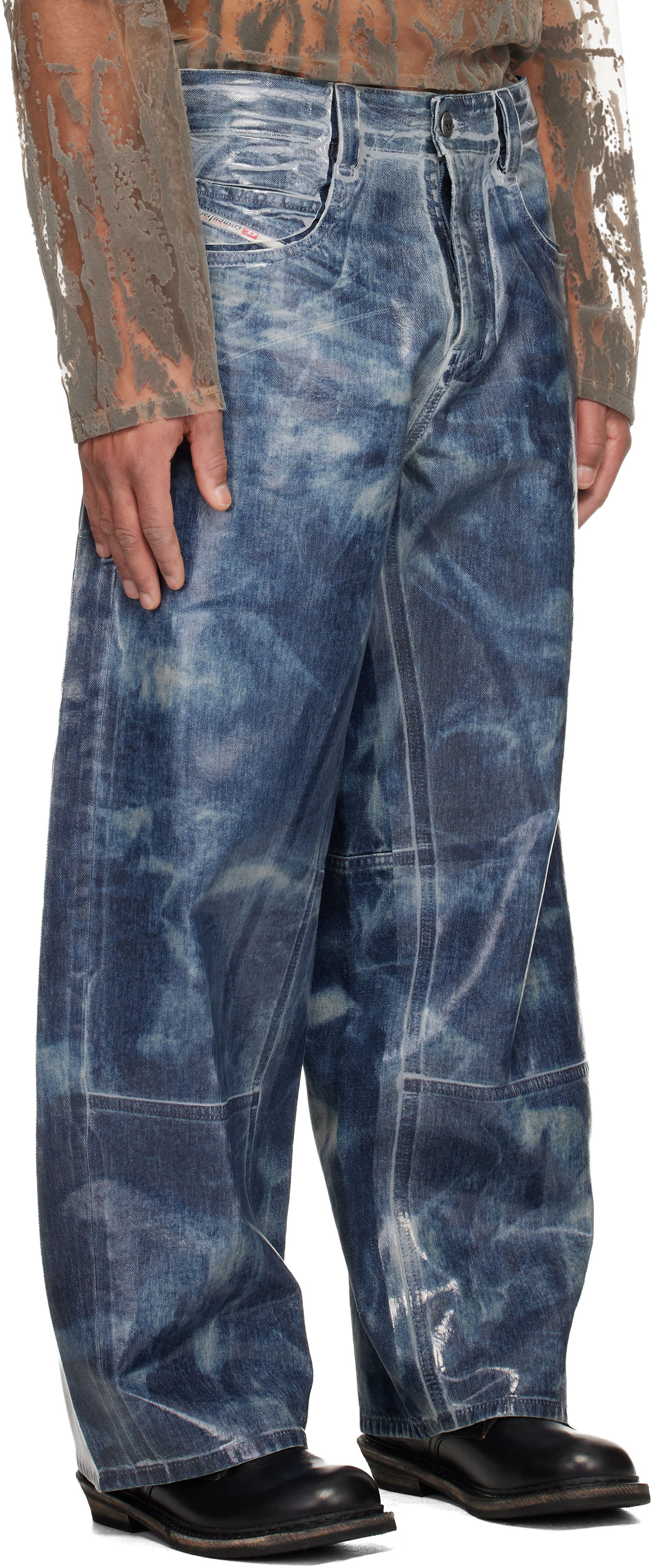 Дънки Diesel 1997 D-Enim-M-Uc-Fsh Wide-Leg Coated Jeans Синьо | A21596-007CU-01, 1