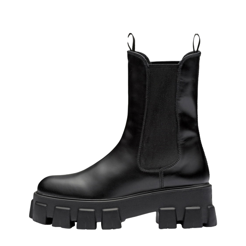 Кецове и обувки Prada Monolith 55mm Ankle Boot Black Brushed Leather Черно | 1U749M_B4L_F0002_F_B055