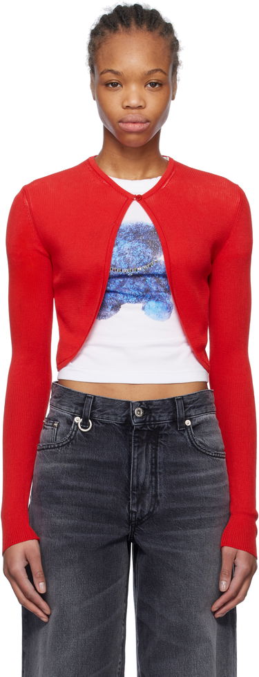 Пуловер We11done We11done Ribbed Tight Knit Cardigan Червено | WD-KC0-25-614-W-RD, 0