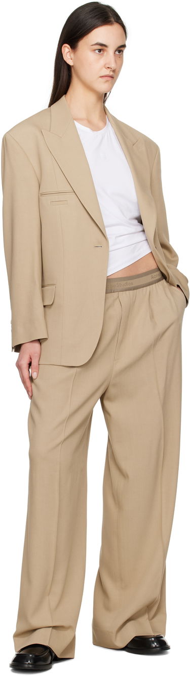 Панталони Acne Studios Taupe Pleated Trousers Бежово | AK0826-, 3