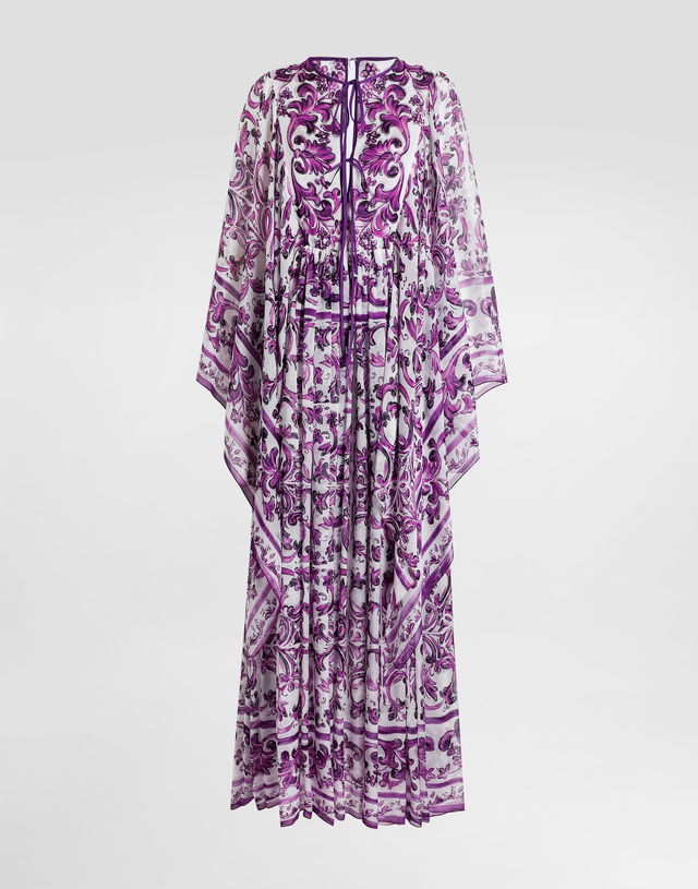 Dolce & Gabbana Majolica-Print Chiffon Kaftan Dress