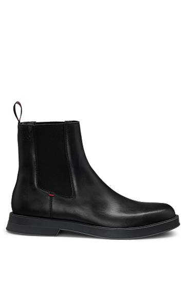 Облекло BOSS Leather Chelsea Boots with Stacked Logo Черно | 50548489, 1