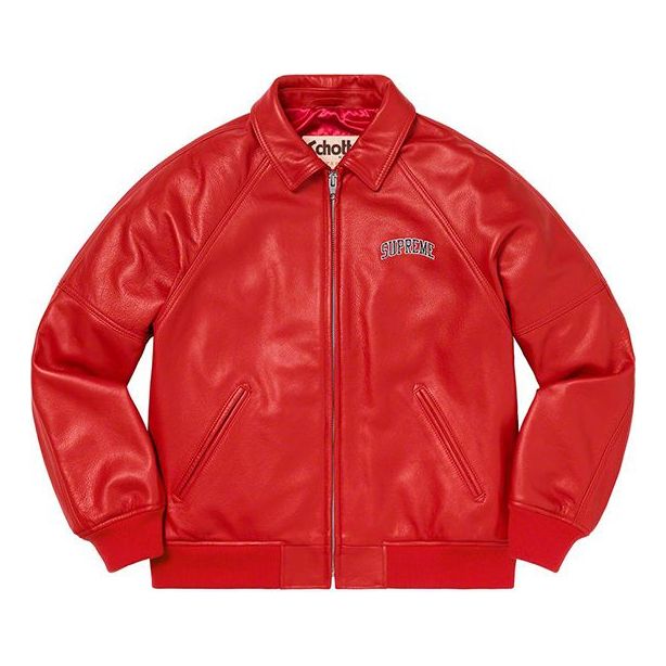 Яке бомбър Supreme Schott 8-Ball Leather Varsity Jacket by Supreme x Martin Wong Червено | SUP-FW19-220