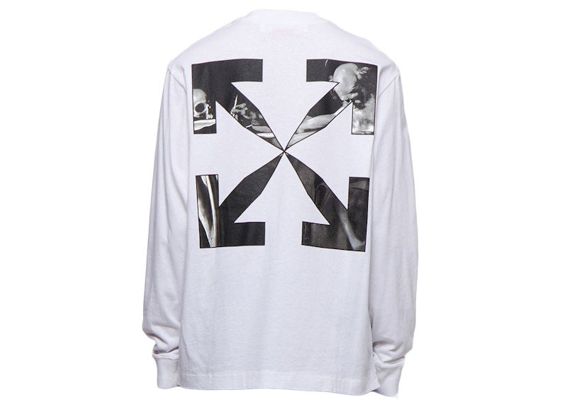 Тениска Off-White Caravaggio Arrow Skate L/S Tee White Бяло | OMAB064C99JER0030110, 0