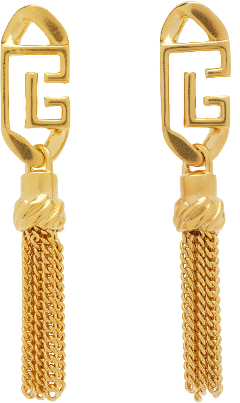 Обеци Balmain Sync 'PB' Pendant Tassel Chain Earrings Металик | FN1XI520MBRA
