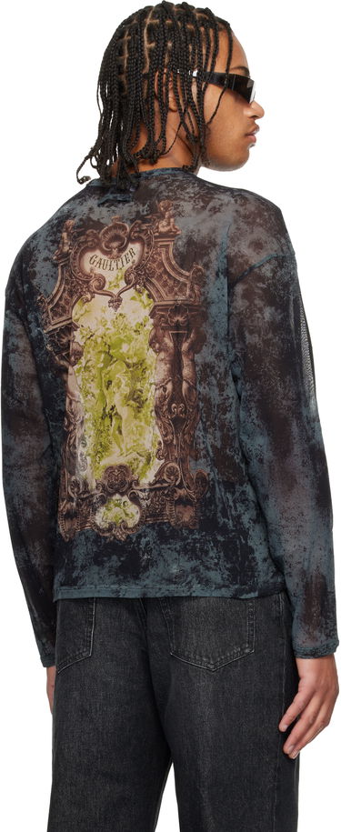 Тениска Jean Paul Gaultier The Oversized Médaillon Printed Mesh Long Sleeve Top Многоцветен | 25/04-W-TO340-M006P-005740, 2