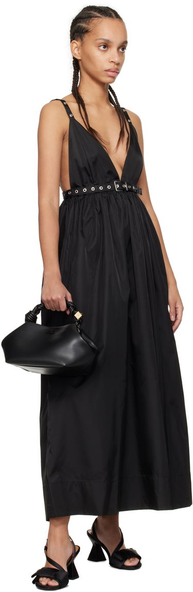 Pокля GANNI GANNI Duchesse Nylon Strap Maxi Dress Черно | W0030, 3