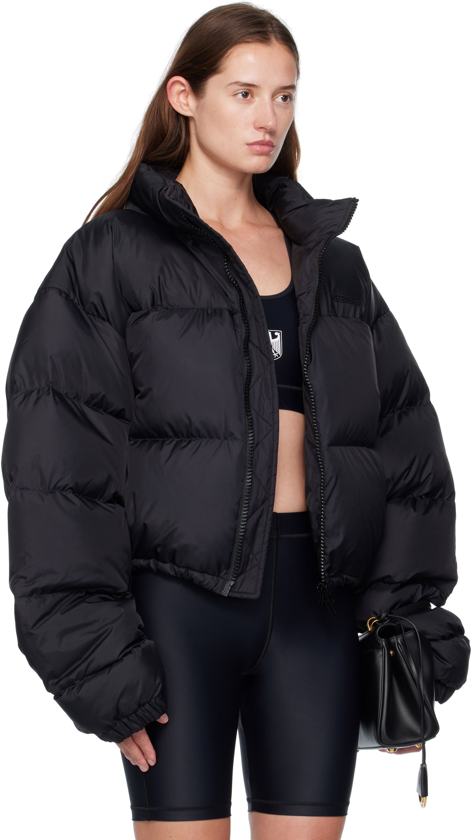 Пухо яке VETEMENTS Vetements Double Logo Boxy Down Jacket Черно | UH76PU220BB, 1