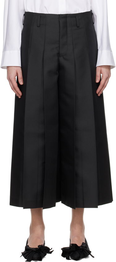 Панталони Comme des Garçons Comme des Garçons Gabardine Pleated Cropped Trousers Черно | GO-P009-S25, 0