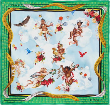 Шал Off-White Cloud Arrow Print Silk Scarf Зелено | OWMI001S25FAB0034084, 0