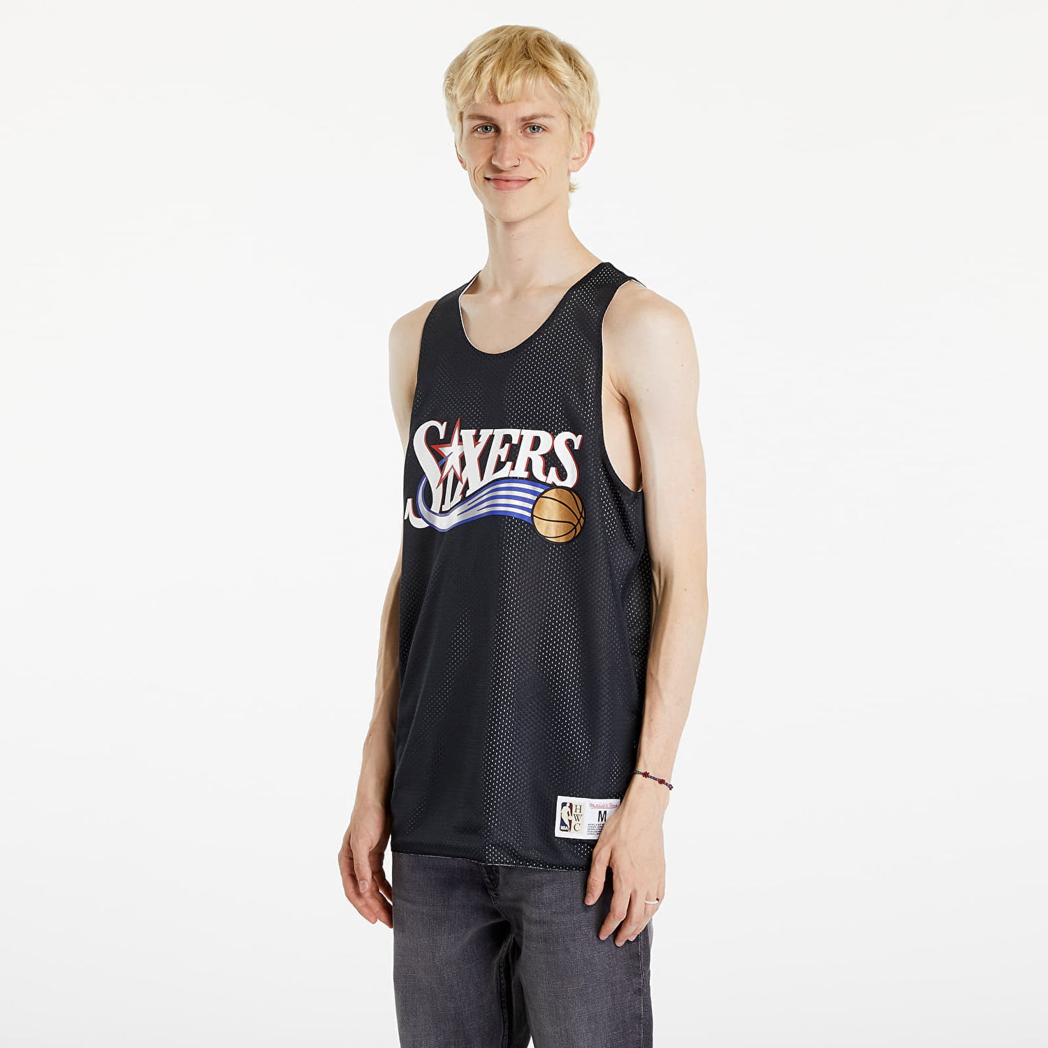Фланелка Mitchell & Ness NBA Reversible Mesh Practice Tank Vintage Logo Philadelphia 76Ers Black Черно | TMTK6913-P76YYPPPBLCK, 0