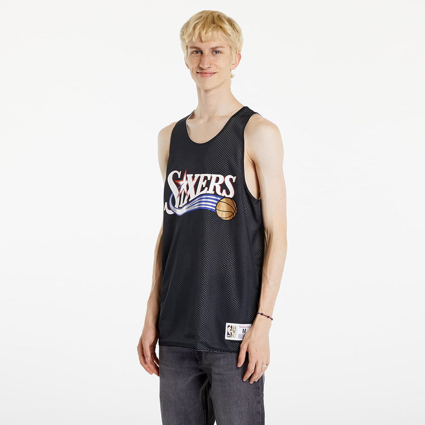 Фланелка Mitchell & Ness NBA Reversible Mesh Practice Tank Vintage Logo Philadelphia 76Ers Black Черно | TMTK6913-P76YYPPPBLCK