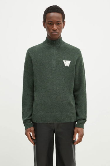 Пуловер WOOD WOOD Wood Wood Blu AA CS Halfzip Lightweight Sweater Зелено | 10325502.4159, 0