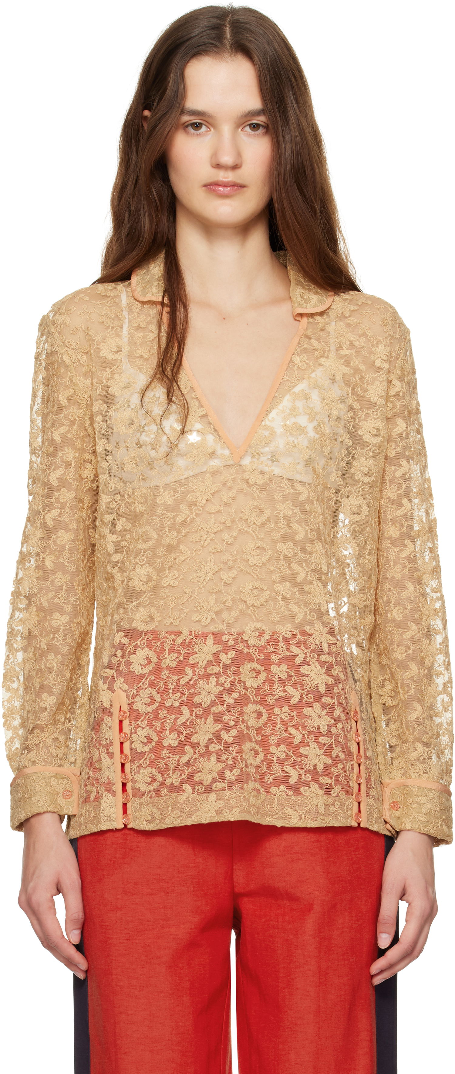 Риза Bode Lace Blouse Бежово | WRF24SH005, 0