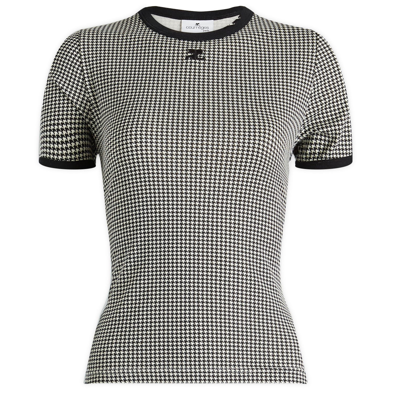 Тениска Courrèges Houndstooth Contrast T-Shirt Черно | 324JTS017JS0167-B135, 1