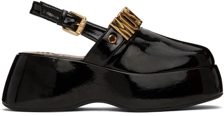 Аксесоари Moschino Moschino Maxi Lettering Wedge Mules Черно | MA10307I1I MH5 000, 0