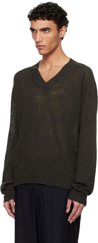 Пуловер OUR LEGACY OUR LEGACY Rue V-Neck Sweater Зелено | M2253RNG, 3
