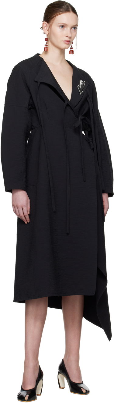 Pокля Tory Burch Tory Burch Cotton Wrap Midi Dress Черно | 173644-001, 4