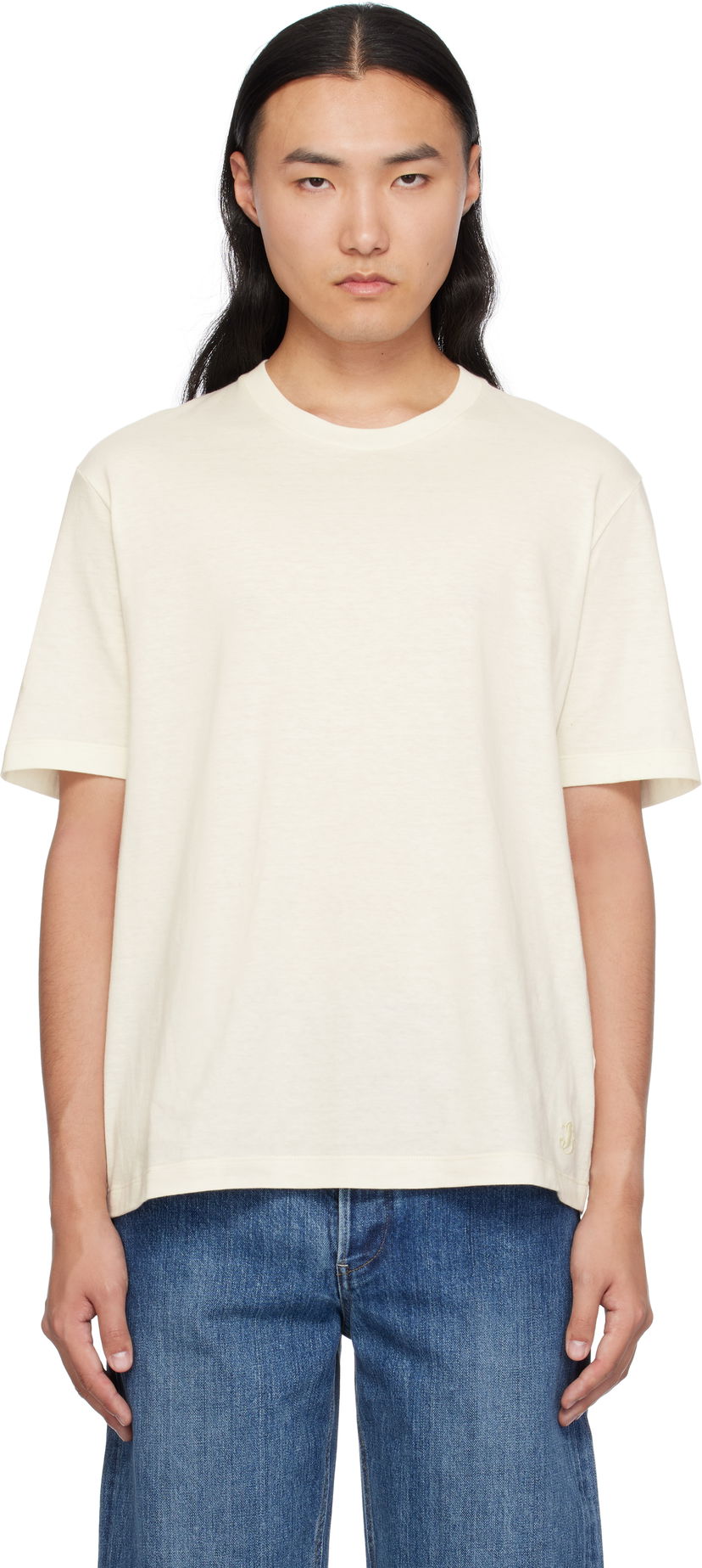 Тениска Jil Sander Cotton & Cashmere T-shirt Бяло | J47GC0010_J45054