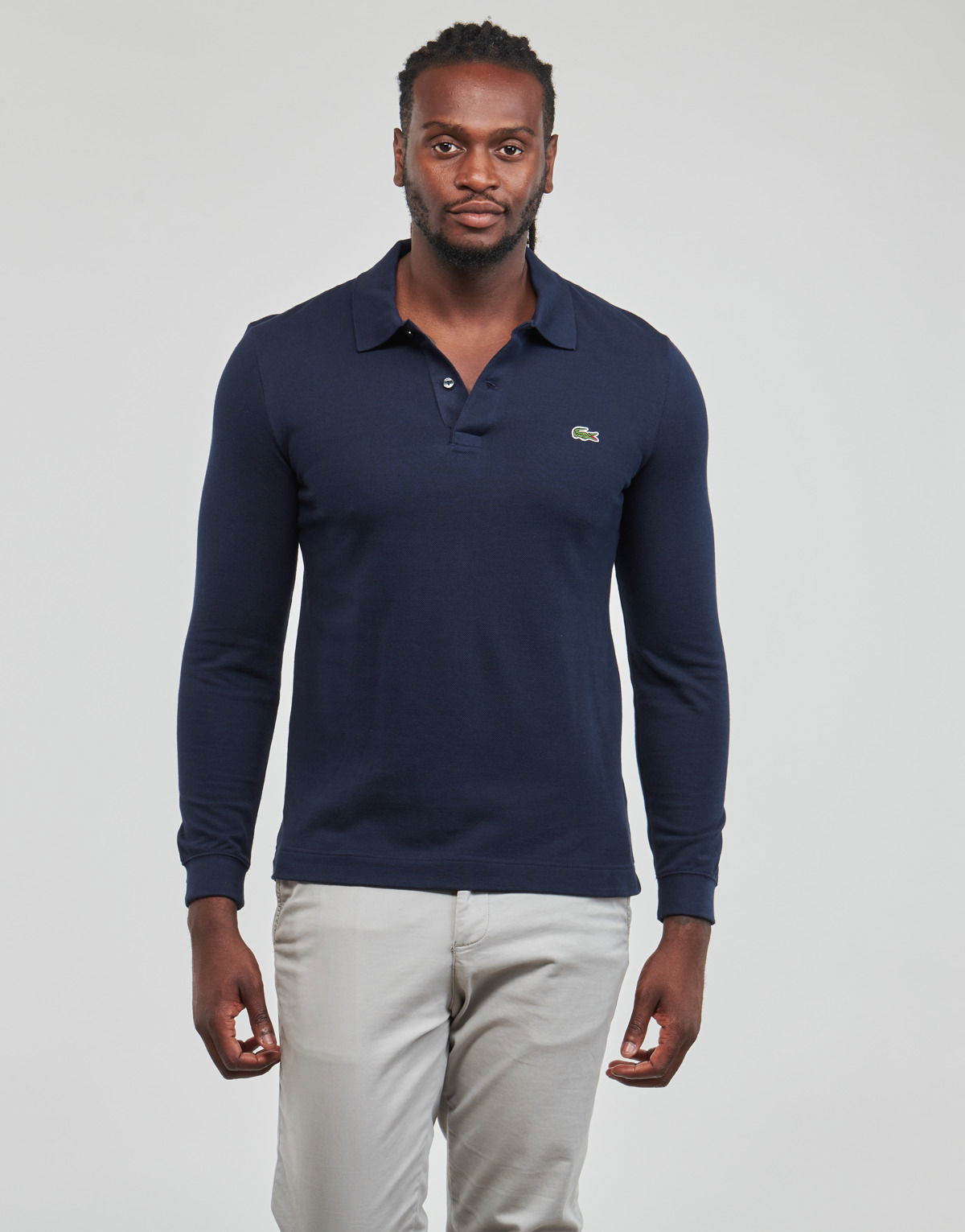 Поло тениска Lacoste Original L.12.12 Slim Fit Long Sleeve Polo Тъмно синьо | PH4013-166, 1