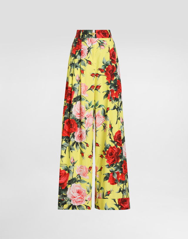 Dolce & Gabbana Bouquet Print Cotton Palazzo Pants