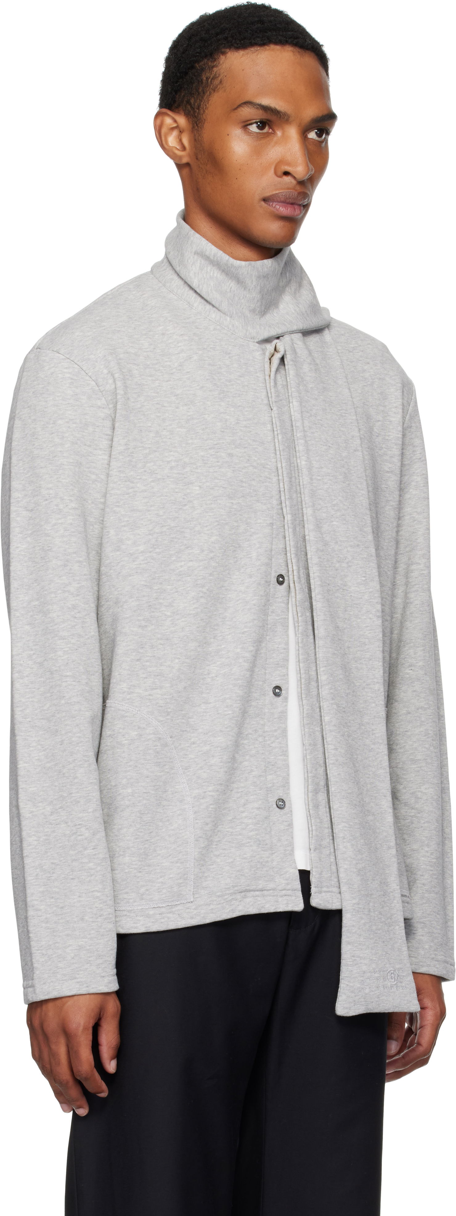Суитчър Maison Margiela MM6 Maison Margiela Long Sleeve Sweatshirt with Attached Scarf Сиво | SH0NH0015 M25013, 1