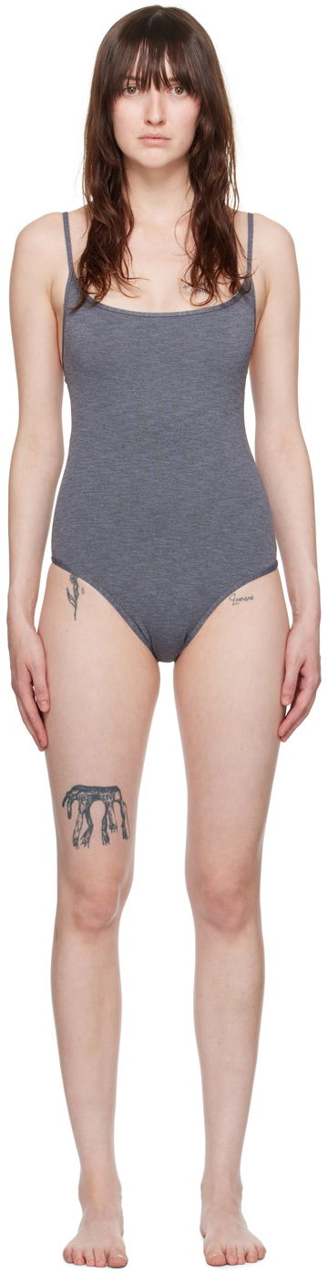 Бански TOTEME TOTEME Square Neck One-Piece Swimsuit Сиво | 243-WSW1031-FB0236, 0