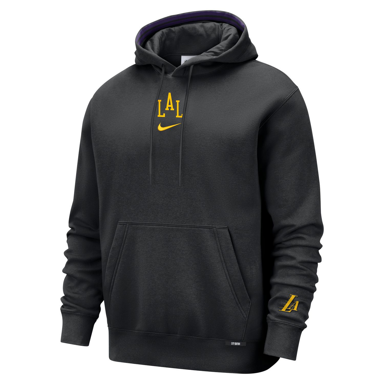 Суитчър Nike NBA Premium Club Los Angeles Lakers City Edition Fleece Hoodie Черно | HQ5540-010, 1