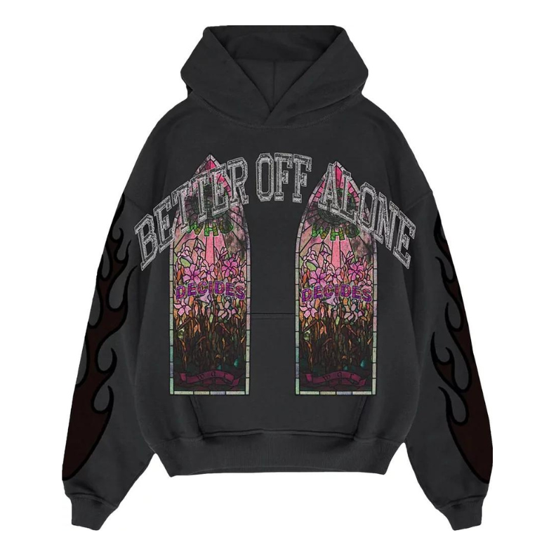 Суитчър Who Decides War Who Decides War x A Boogie Wit Da Hoodie Better Off Alone Graphic Print Hoodie Сиво | WDWAB238, 0