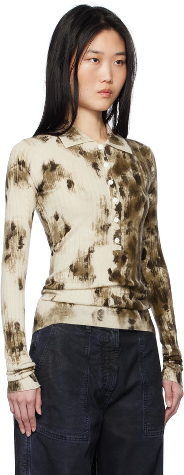 Поло тениска The Attico The Attico Animal Print Long Sleeve Polo Бежово | 250WCK00112 KWS006PR, 1