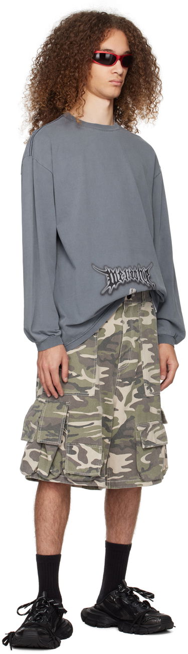 Тениска We11done Monster Graphic Long Sleeve T-Shirt Синьо | WD-TT0-24-718-U-NV, 3