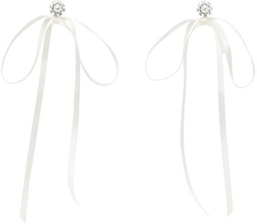 Обеци Simone Rocha Simone Rocha Double Ended Daisy Bow Ribbon Earrings Бяло | ERG497 0906, 0