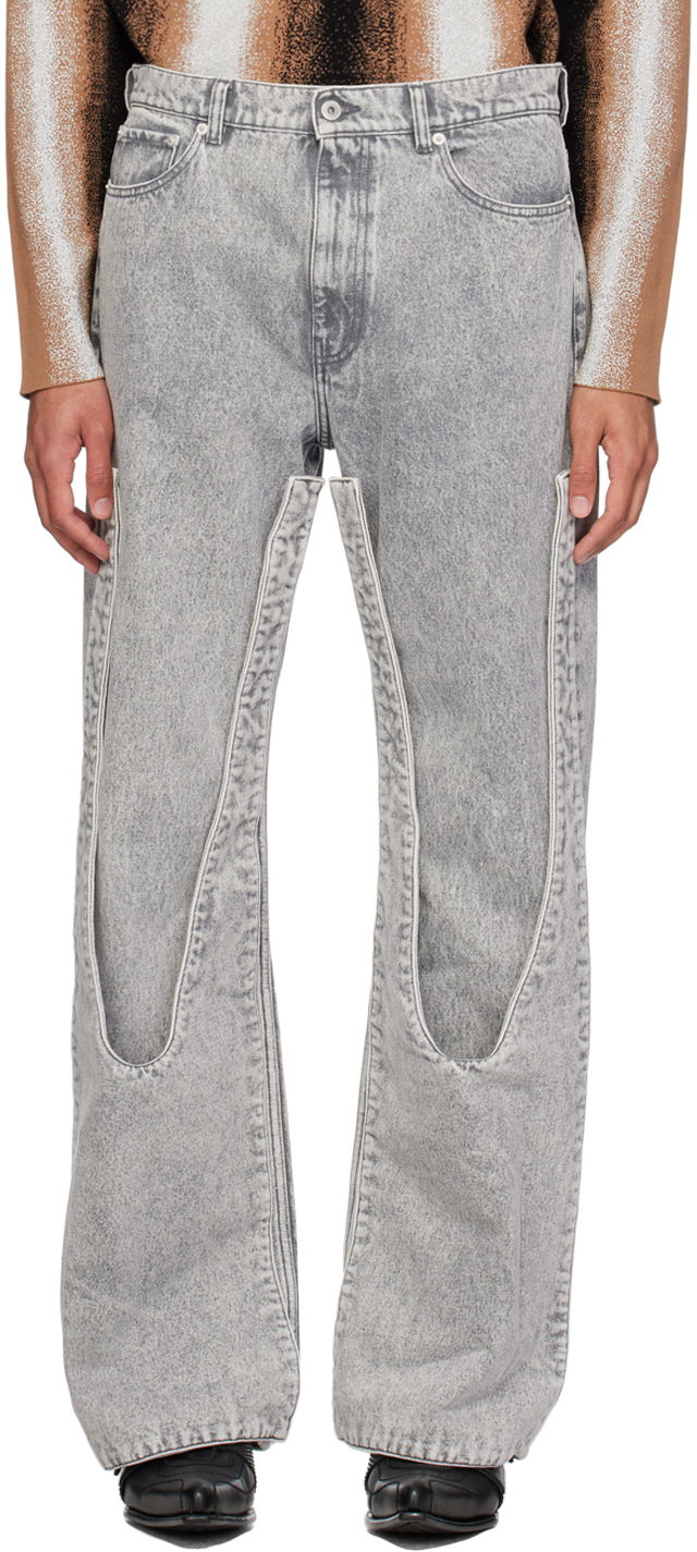 Дънки Y/PROJECT Gray Press-Stud Jeans Сиво | 107PA003, 0