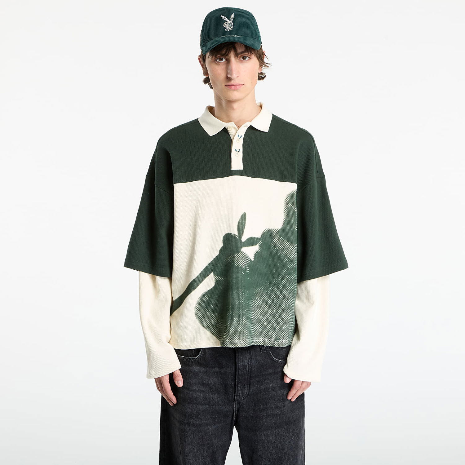Тениска Footshop Playboy x FTSHP Double Sleeve Polo UNISEX Green Зелено | FTSHP_507, 0