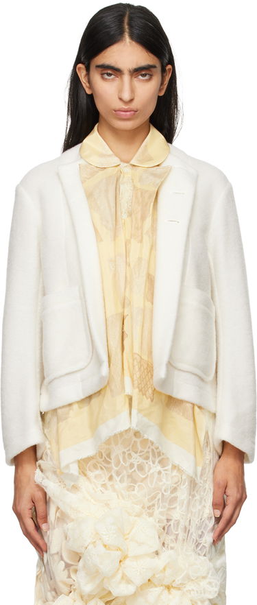 Яке Comme des Garçons Comme Des Garçons Wool & Cotton Silk Lawn Print Jacket Бяло | TN-J004-051, 0