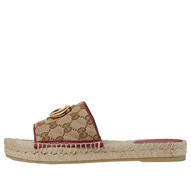 Кецове и обувки Gucci Double g Canvas Woven Espadrille Slides Бежово | 620120-KQWM0-9761