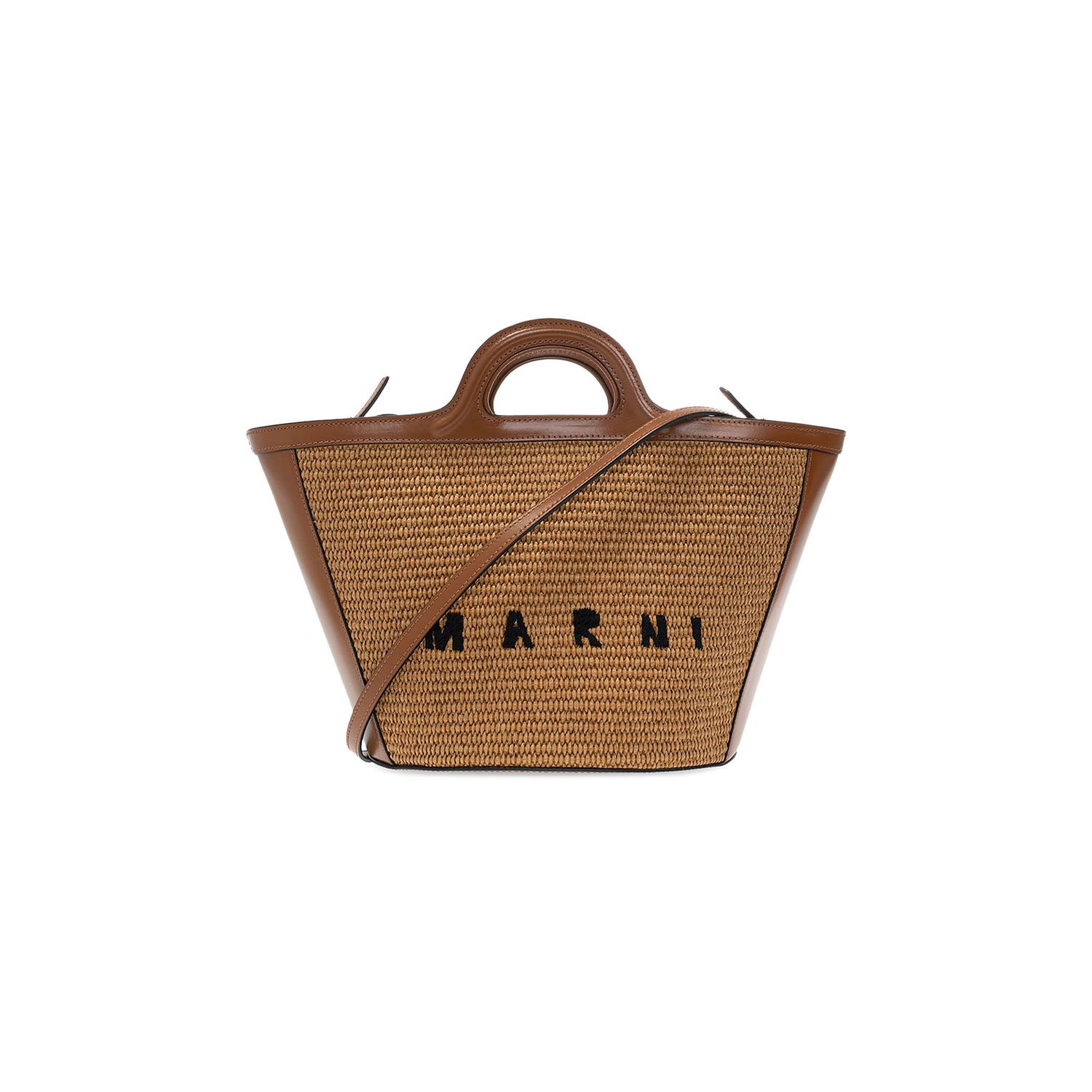Голяма пазарска чанта Marni Medium Logo Woven Tote Bag Кафяво | BMMP0068Q0 P3860 00M50, 1