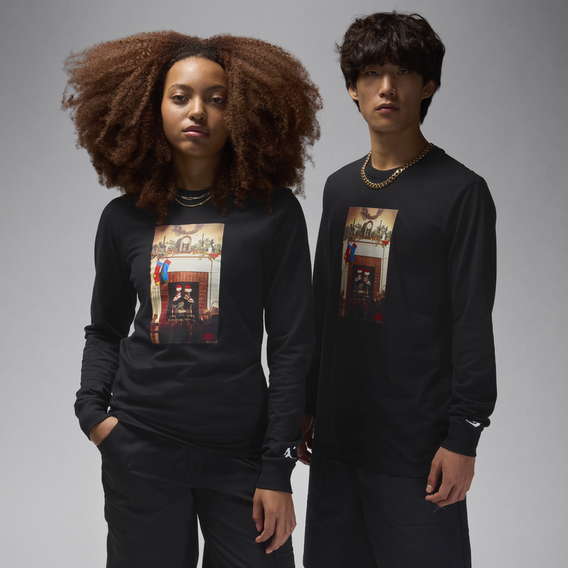 Тениска Jordan Jumpman Chimney Long Sleeve T-Shirt Черно | CV1745-010