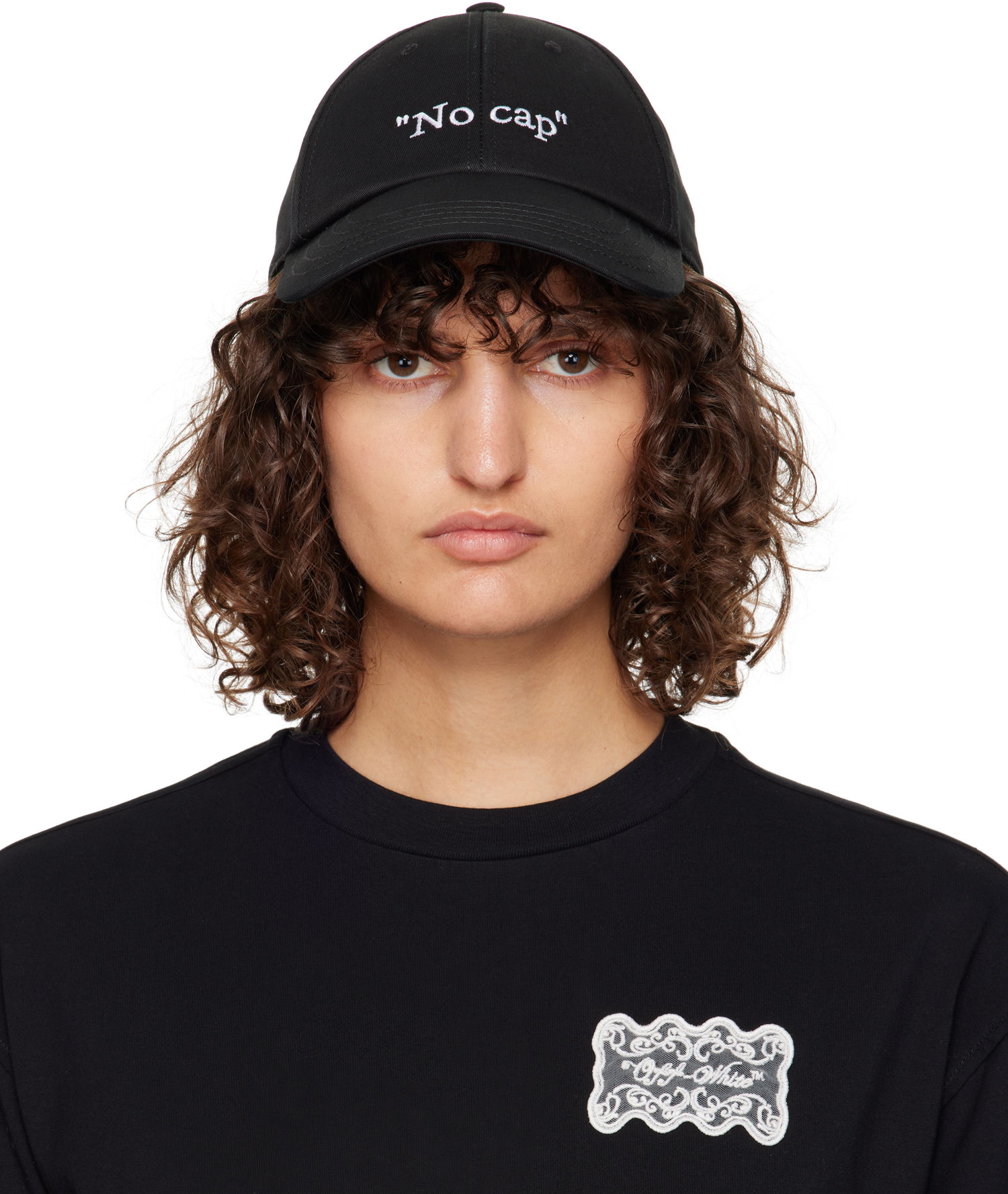 Шапка с козирка Off-White 'No Cap' Baseball Cap Черно | OWLB045F24FAB00B1001, 0