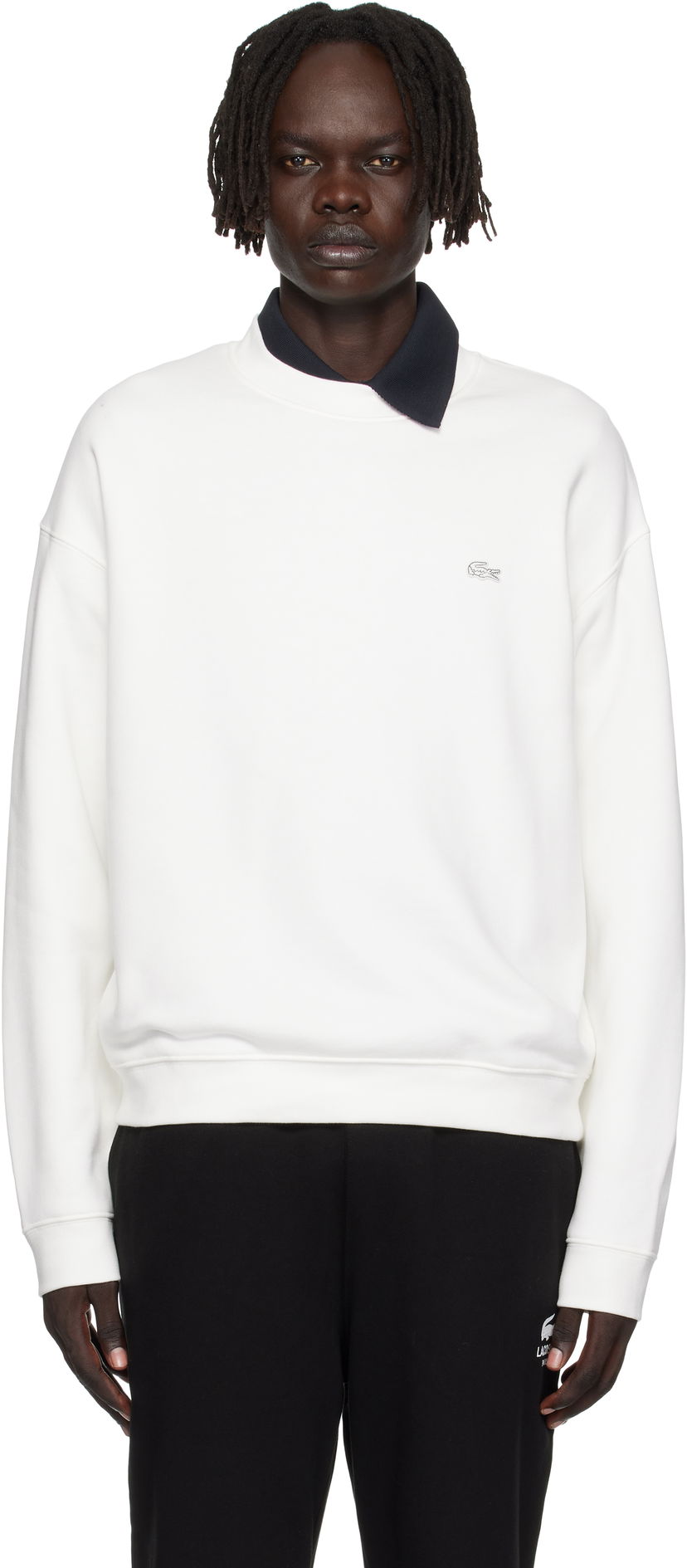 Суитчър Lacoste Loose Fit Heavy Fleece Sweatshirt Бяло | SH7745_70V