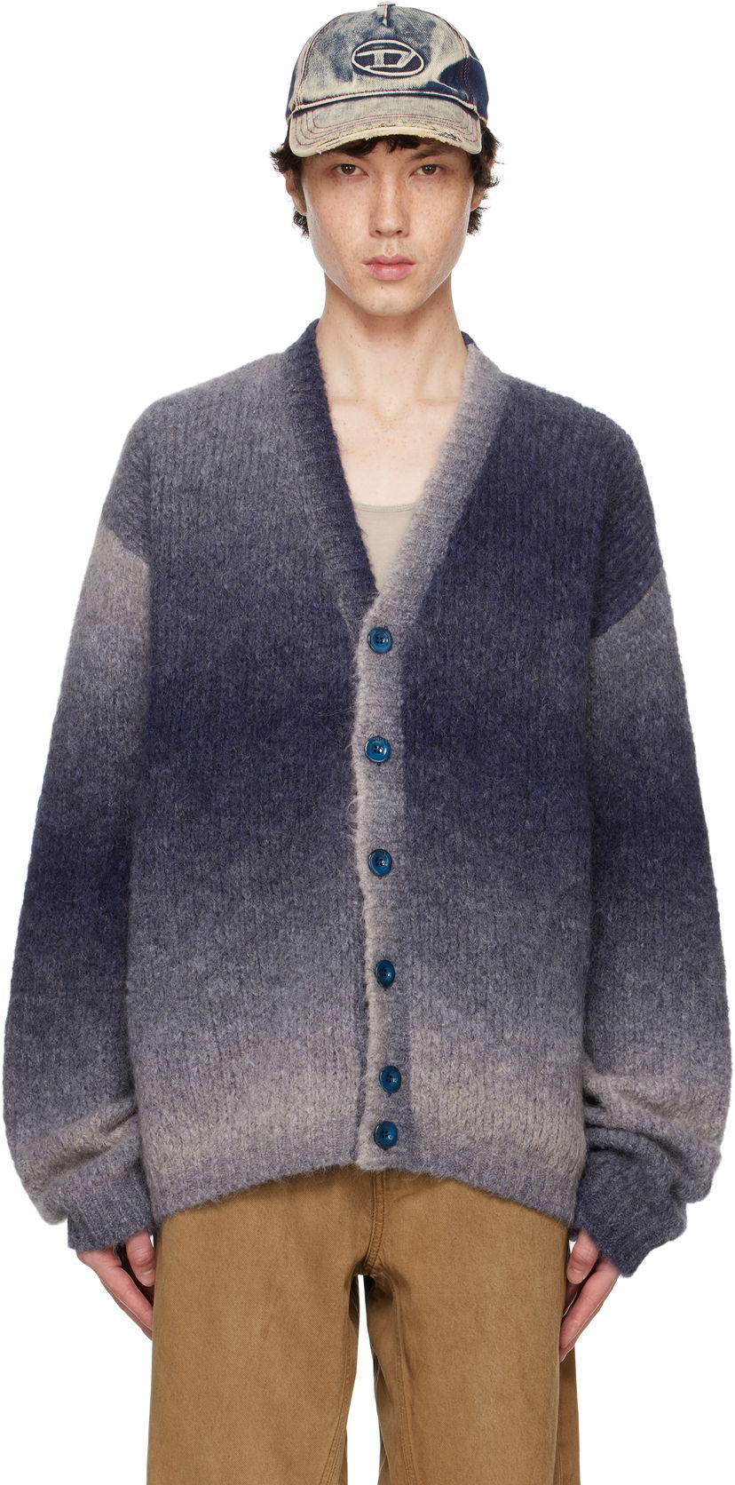 Пуловер Diesel Gradient Knit Cardigan Синьо | A14915-0WFBT-8MS