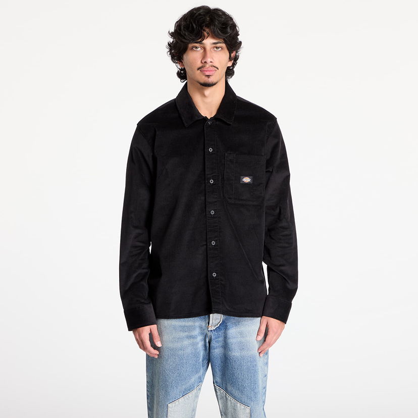 Риза Dickies Corduroy Long Sleeve Button-Up Shirt Черно | DK0A8652BLK1