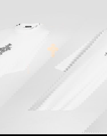 Тениска Dolce & Gabbana Cotton T-shirt With Embellished Cross Patch Бяло | G8PB8ZG7O4HW0800, 0