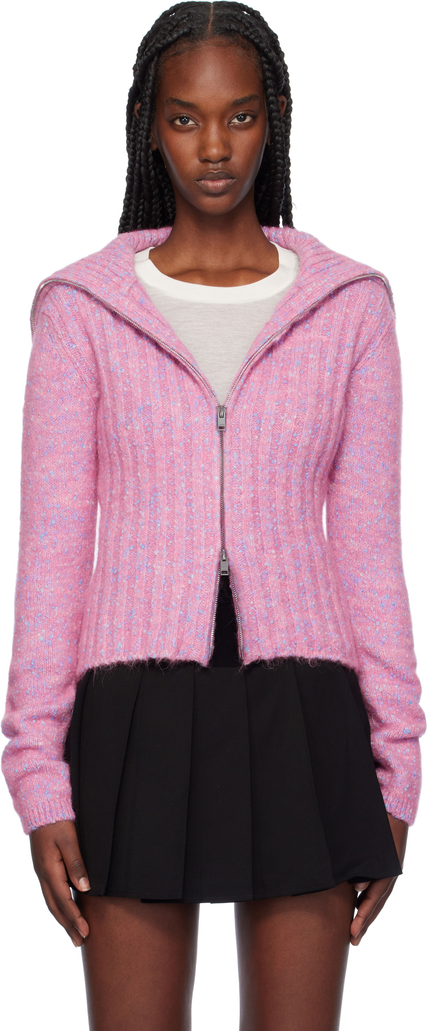 Пуловер GANNI Speckled Knit Zip Cardigan Розово | K2331, 0