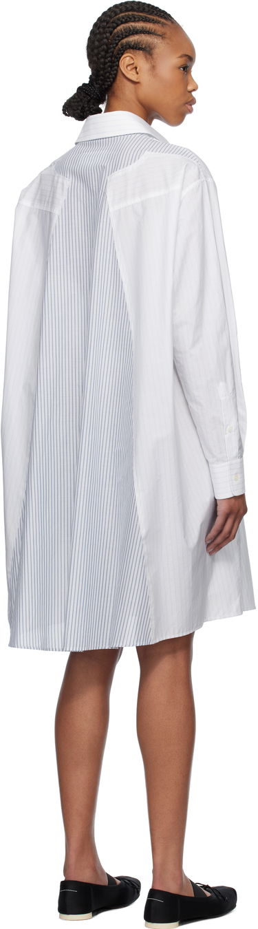 Pокля Maison Margiela MM6 Maison Margiela Spliced Striped Cotton Poplin Midi Shirt Dress Бяло | S52DD0059 M35252, 2