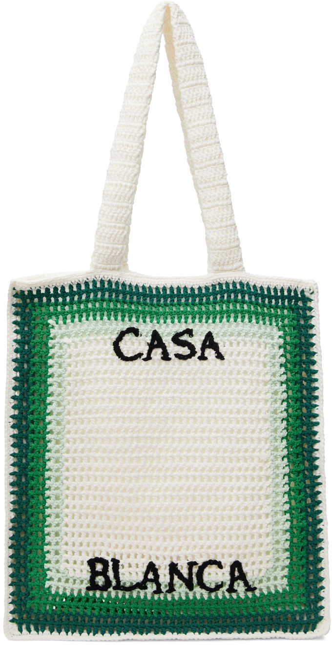 Голяма пазарска чанта Casablanca Crochet Tote Bag Зелено | APS24-BAG-082-01