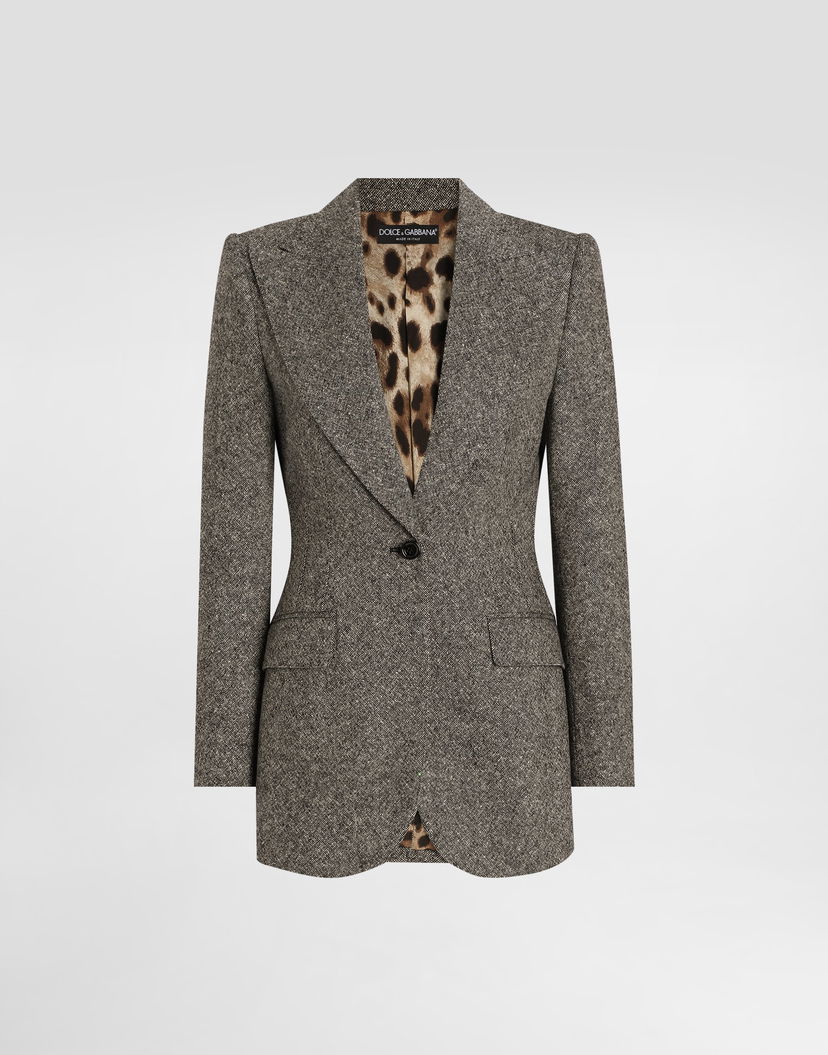 Яке Dolce & Gabbana Dolce & Gabbana Single-Breasted Dotted Wool Jacket Сиво | F29QGTFMBARS8030