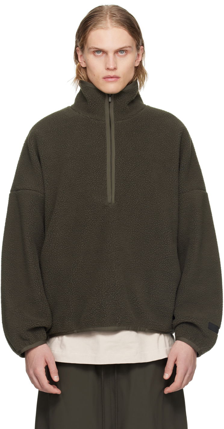 Суитчър Fear of God Fear of God ESSENTIALS Half-Zip Fleece Pullover Зелено | 202SP244270F, 0