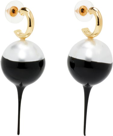 Обеци Ottolinger Ottolinger Dipped Pearl Drop Earrings Черно | 125-902625-01, 1